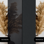 Stoffmuster Bilder für Außenrollo auf dem man die Transparenz der Stoff erkennen kann. Stoff Sichtschutz = keine Transparenz, Stoff Durchsicht = 10% Transparenz